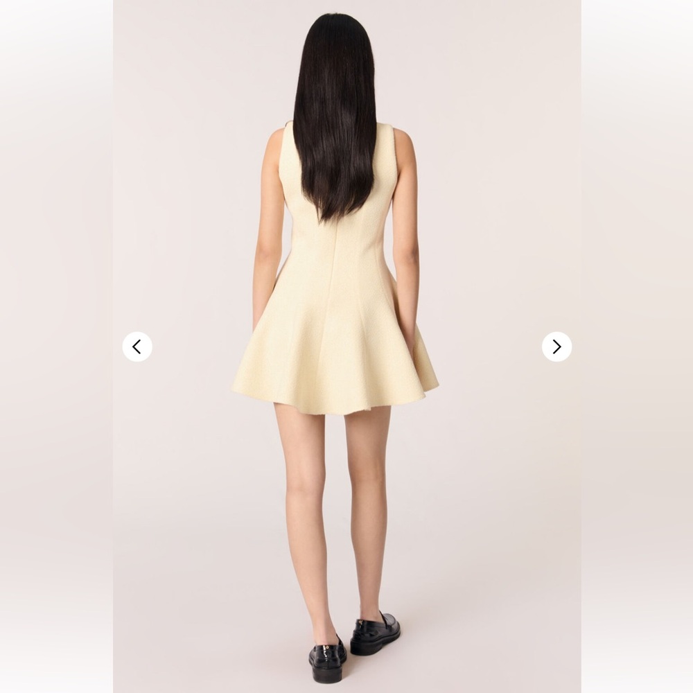 NWOT Maje Risoleil Pale Yellow Tweed Dress—No size tag - Picture 3 of 15